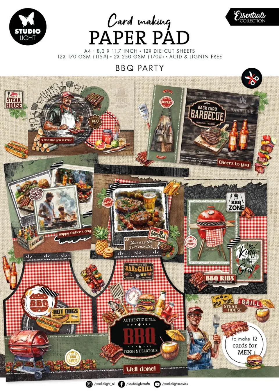StudioLight Essentials BBQ Party Card Making Pad 14 Blätter