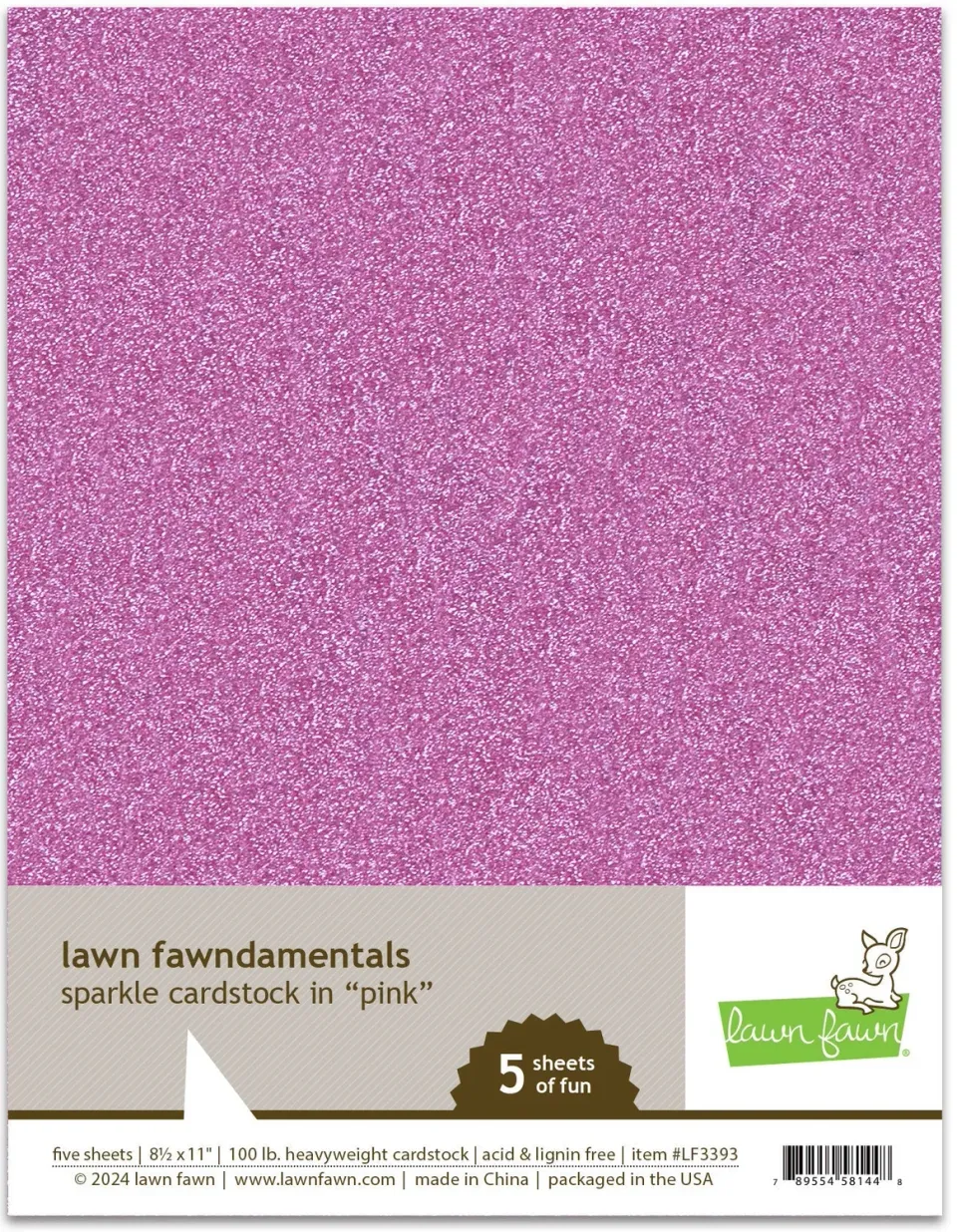 Lawn Fawn Sparkle Cardstock Pink 5 Blatt Glitzer