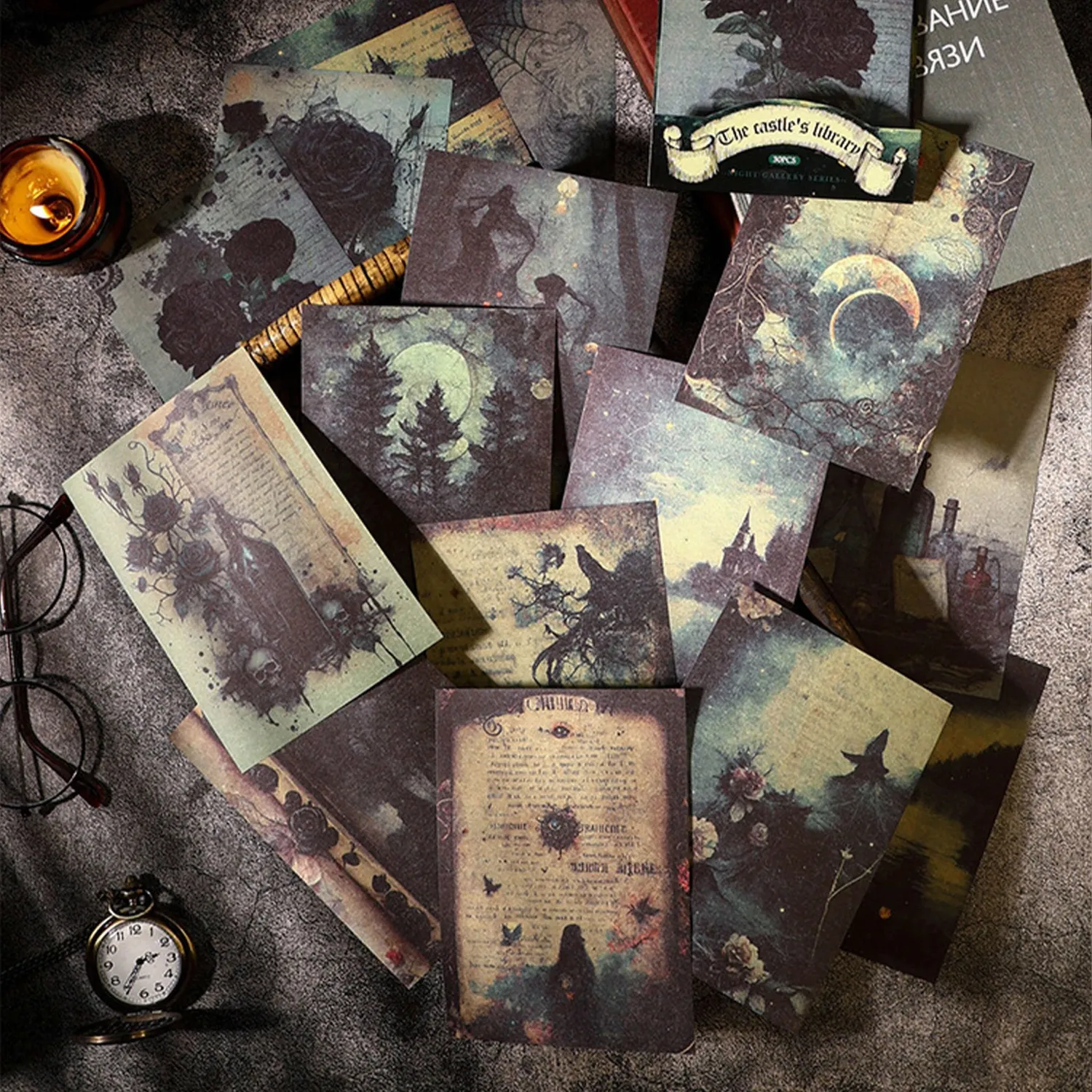 Ieebee Night Of Gallery The Castle's Library Materialpapier 30-teilig Vintage