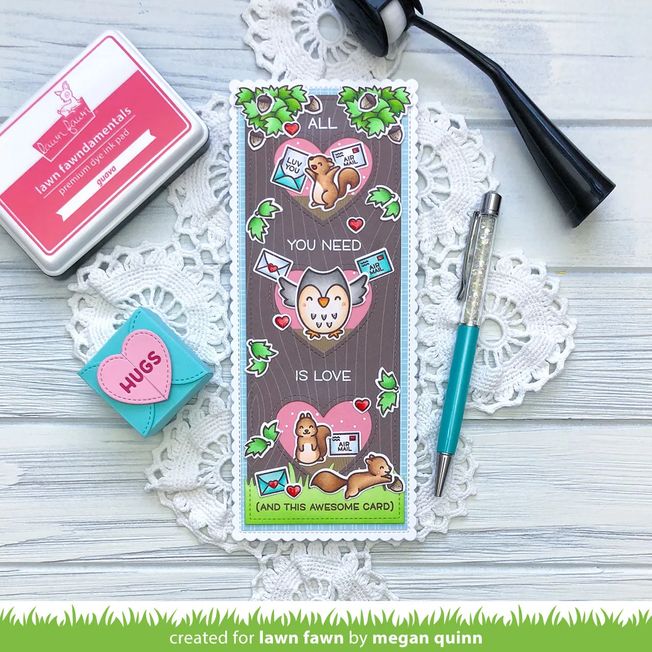 Lawn Fawn Scalloped Slimline with Hearts Stanze Portrait
