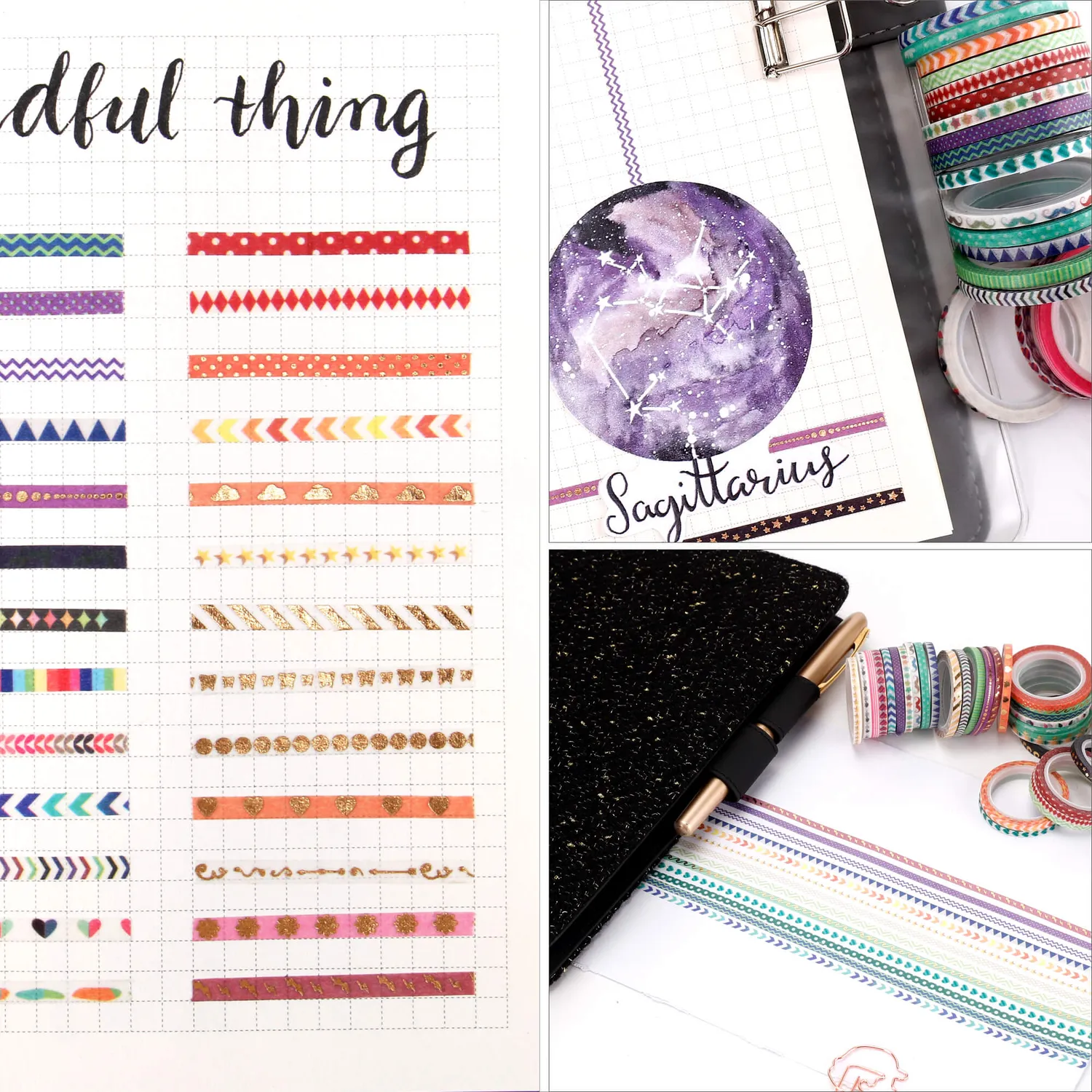 Ieebee Gold Foil Washi Tape 48 Rollen 3mm gold