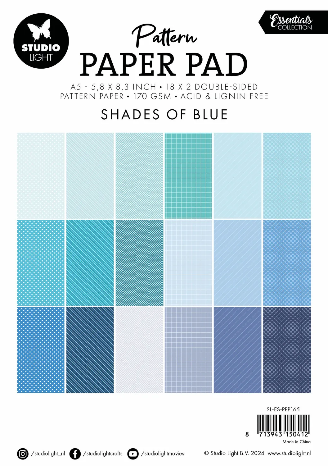 Studio Light Essentials Pattern Paper Pad Shades of Blue A5