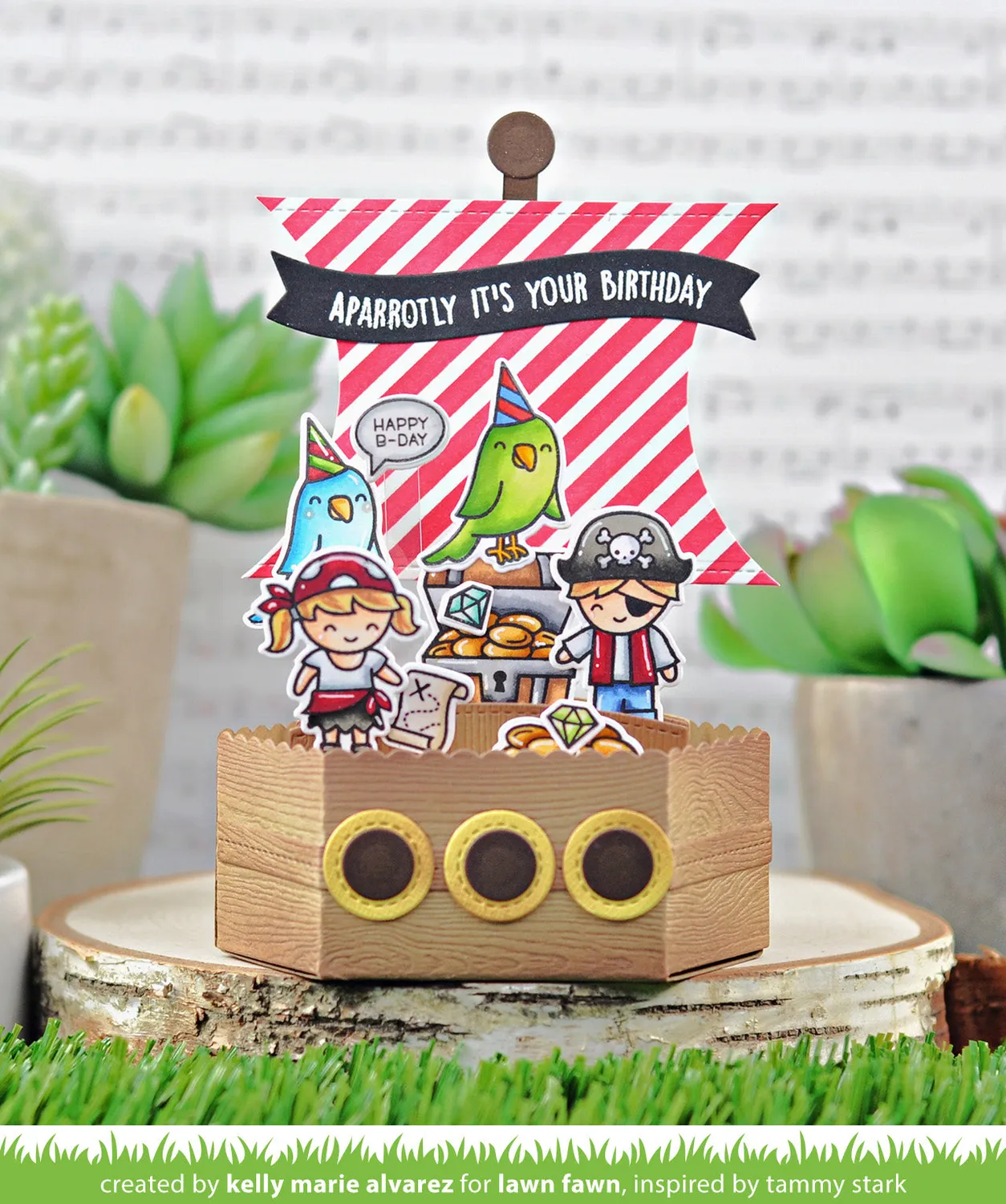 Lawn Fawn Year Twelve Stempelset Papagei Geburtstag