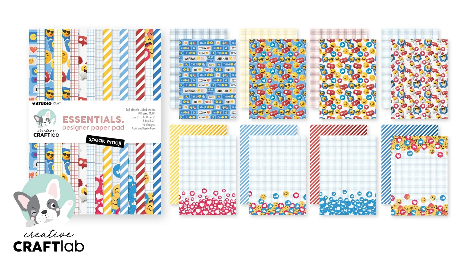 Creative Craftlab Essentials Speak Emoji Designpapier A5 24 Blatt