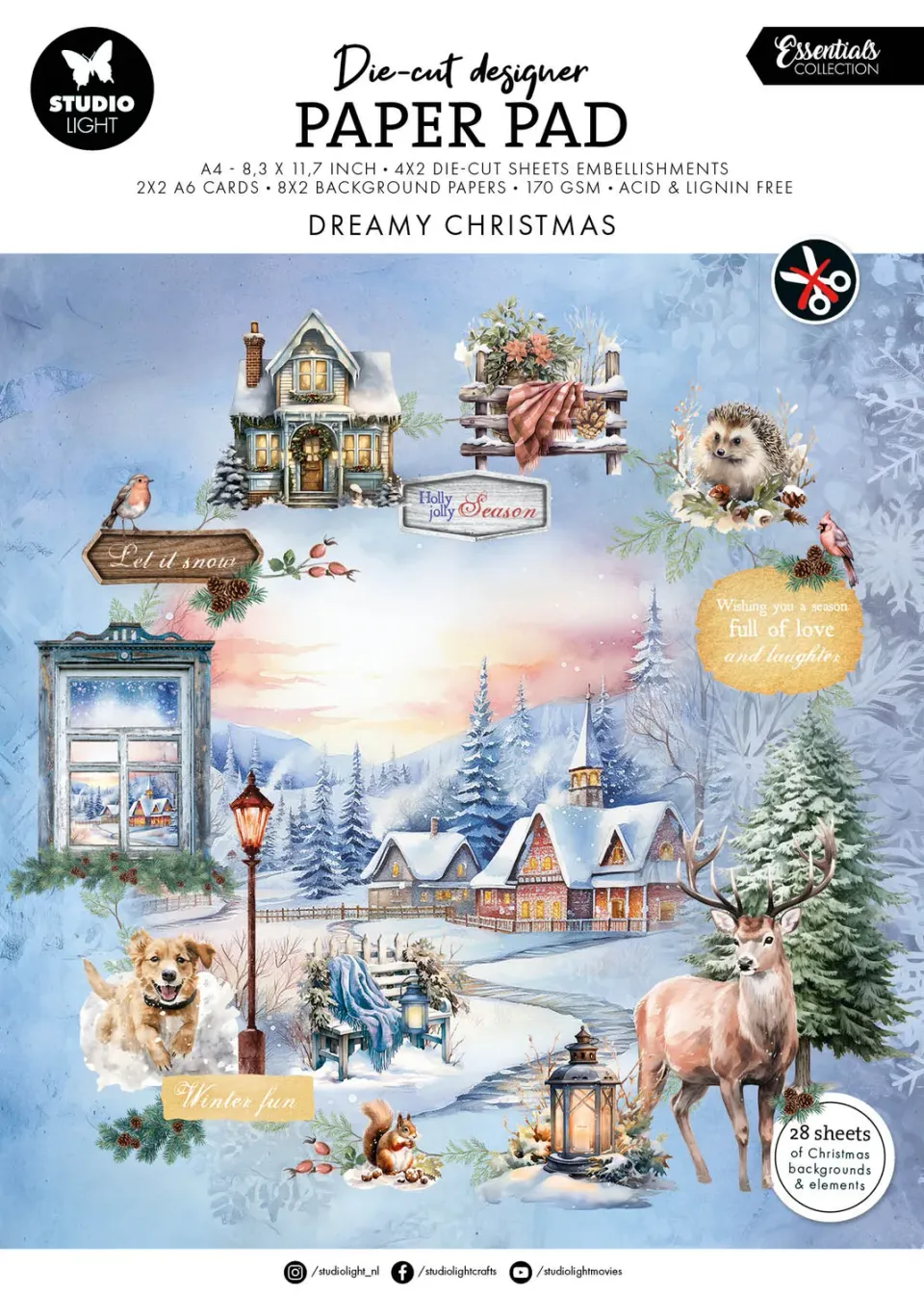 StudioLight Essentials Dreamy Christmas Die-Cut Papierblock A4 Weihnachten