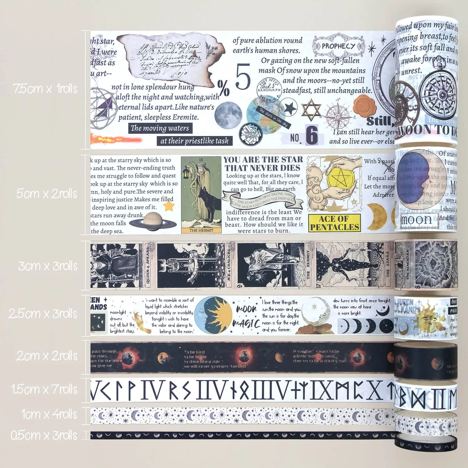 Ieebee Vintage Galaxy Washi Tape Set 25 Rollen Zodiac