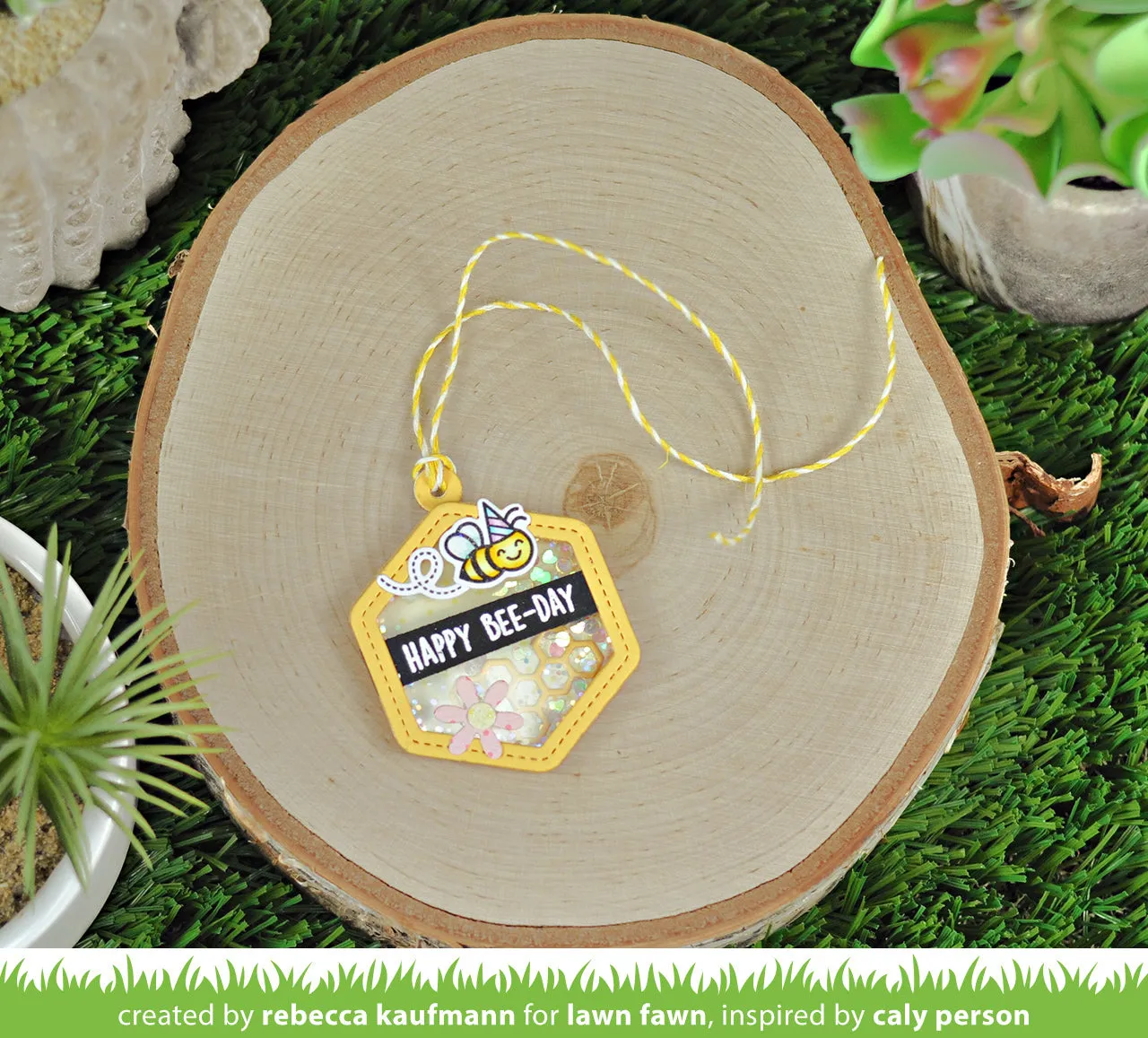Lawn Fawn Honeycomb Shaker Gift Tag Lawn Cuts Anhänger