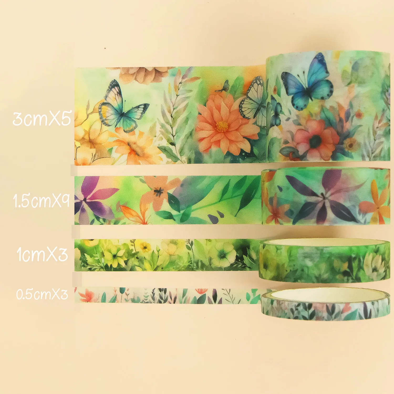 Ieebee Butterfly Washi Tape Set 20 Rollen floral