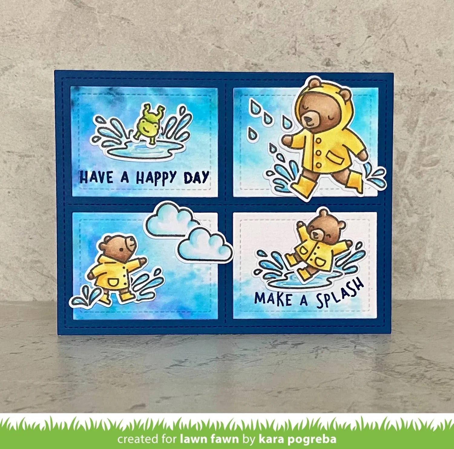 Lawn Fawn Beary Rainy Day Stempel Bären Regen