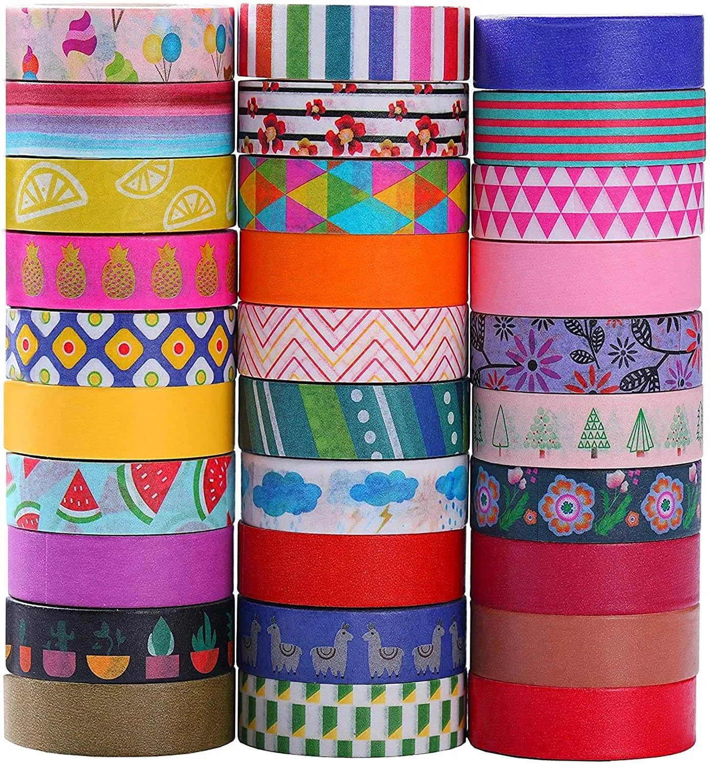 Ieebee Mixed Pattern Washi-Tape 30 Rollen Karo Streifen