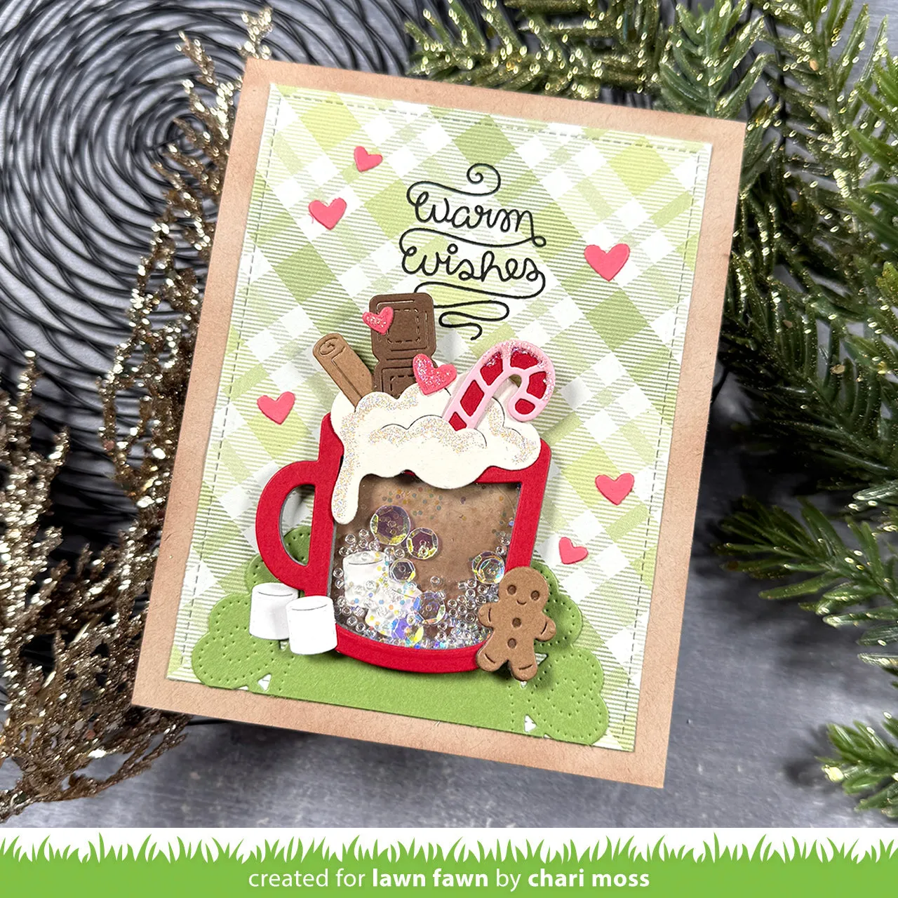 Lawn Fawn Green Tea LF3826 Designpapier 30,5x30,5 Karo