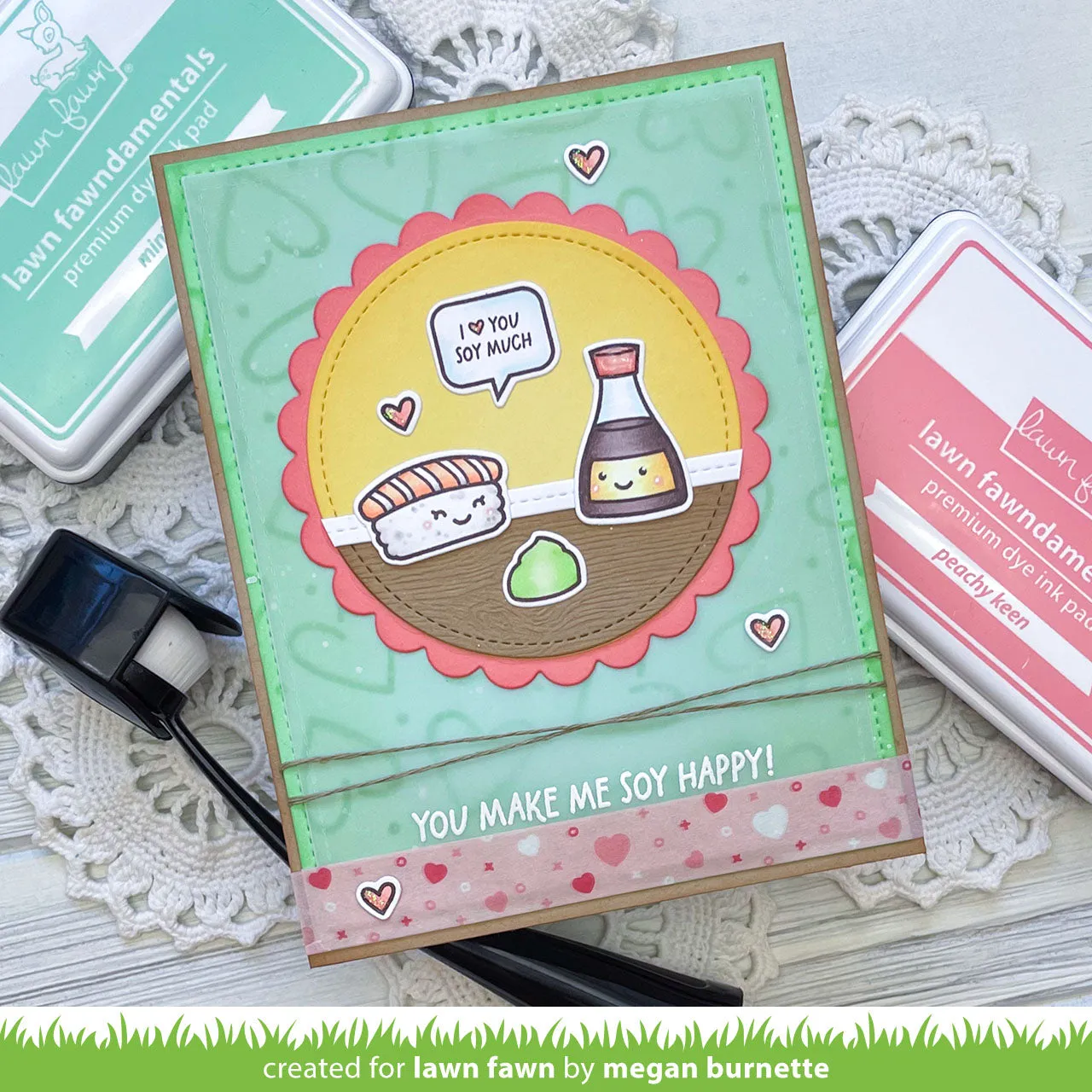 Lawn Fawn Soy Happy Stempelset Sushi Valentinstag