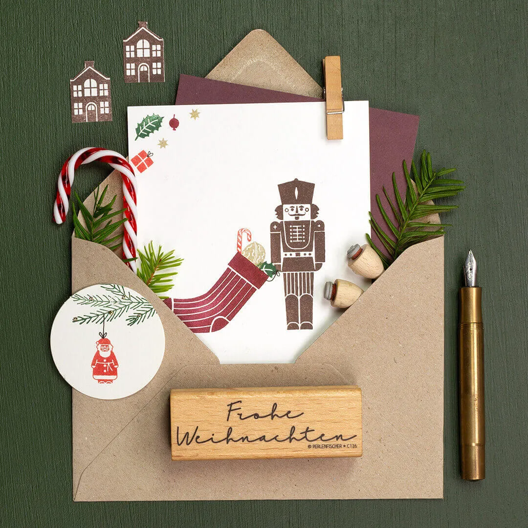Perlenfischer Nussknacker 2 Stempel 66x24 mm Weihnachten