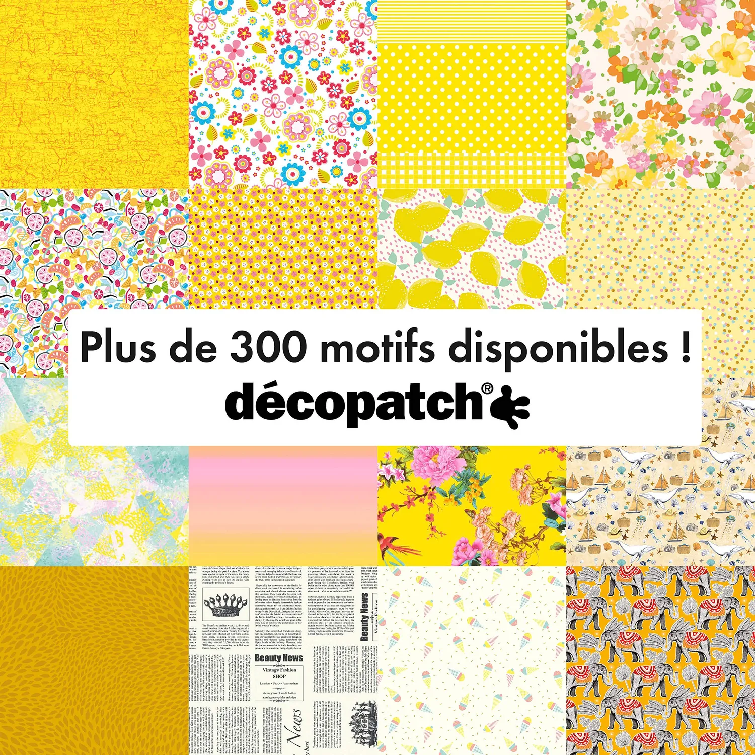 décopatch C750O Gelb Hawai Papier 3er Pack 395mm tropisch