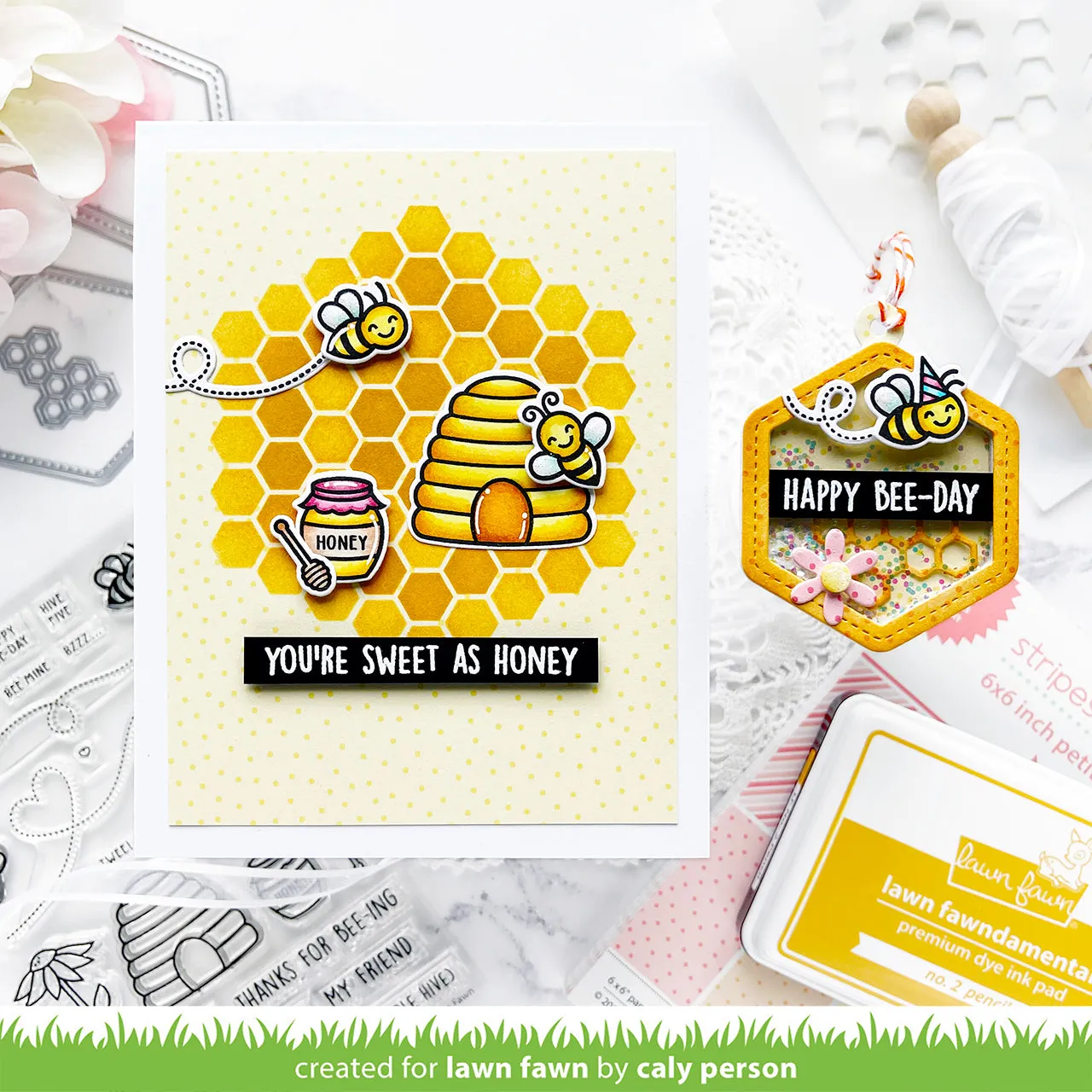 Lawn Fawn Honeycomb Shaker Gift Tag Lawn Cuts Anhänger