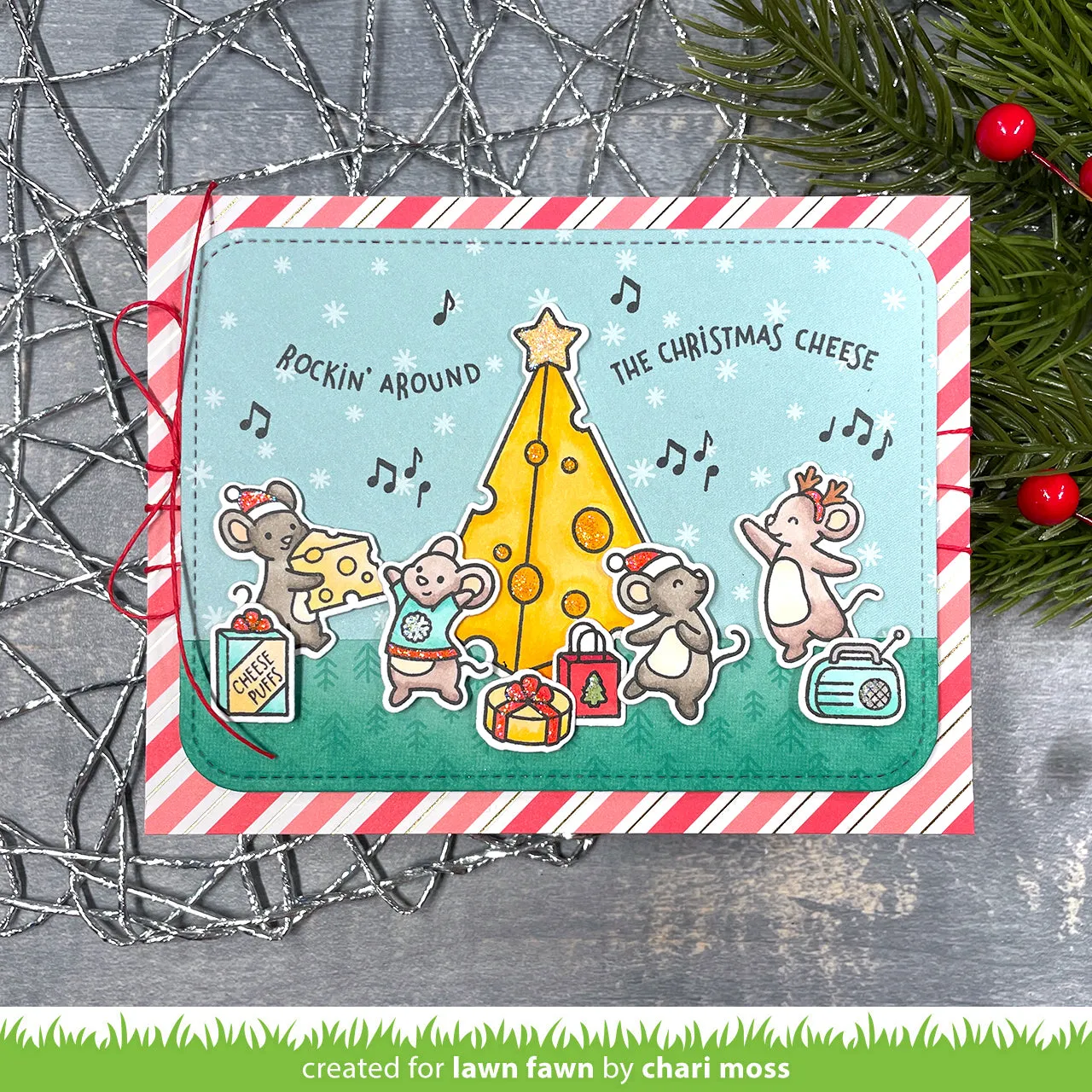 Lawn Fawn Cheesy Christmas Add-On Stempel LF3502 Mäuse