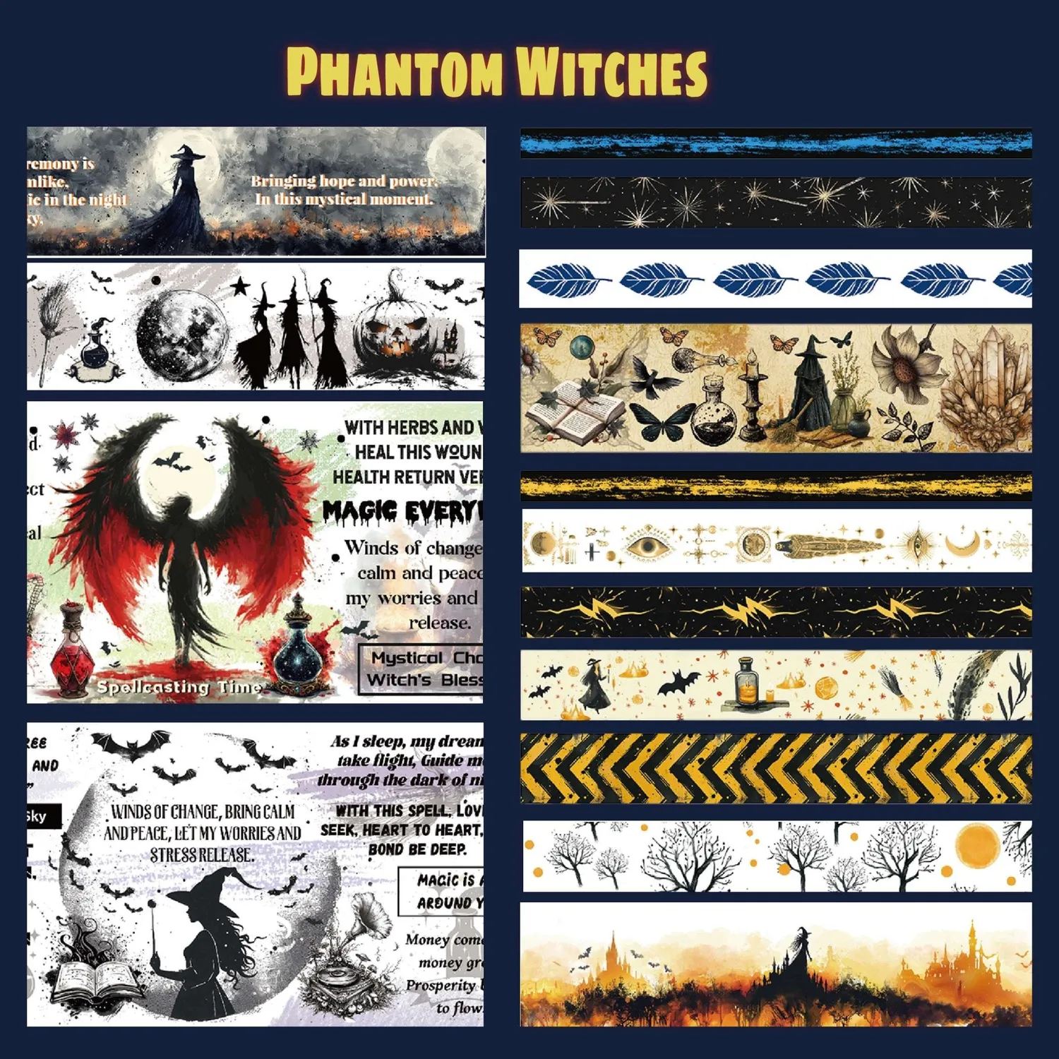 Ieebee Witchy Washi Tape Set 37 Rollen Mond Hexe