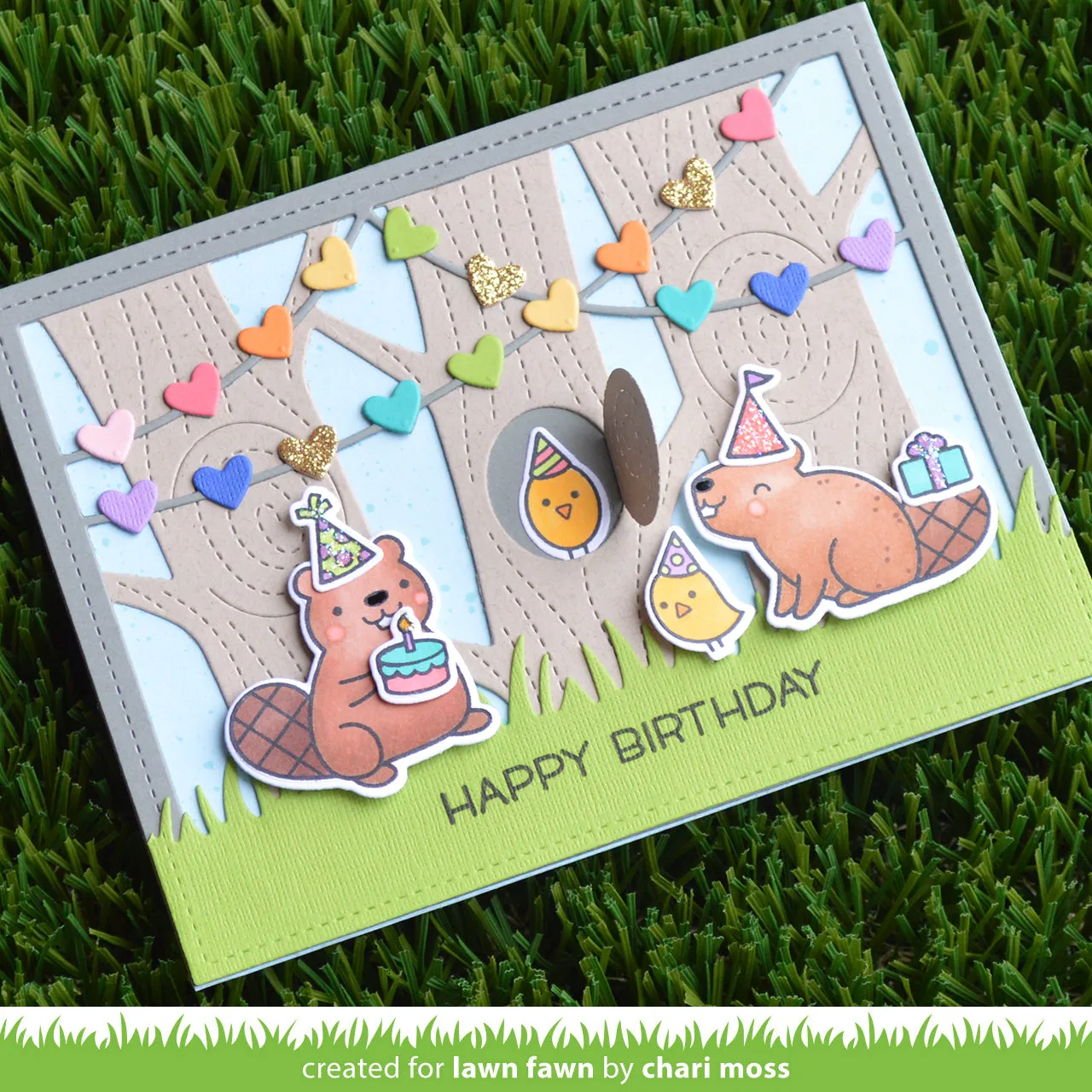 Lawn Fawn Lawn Cuts Heart Garland Backdrop Stanzen Landscape