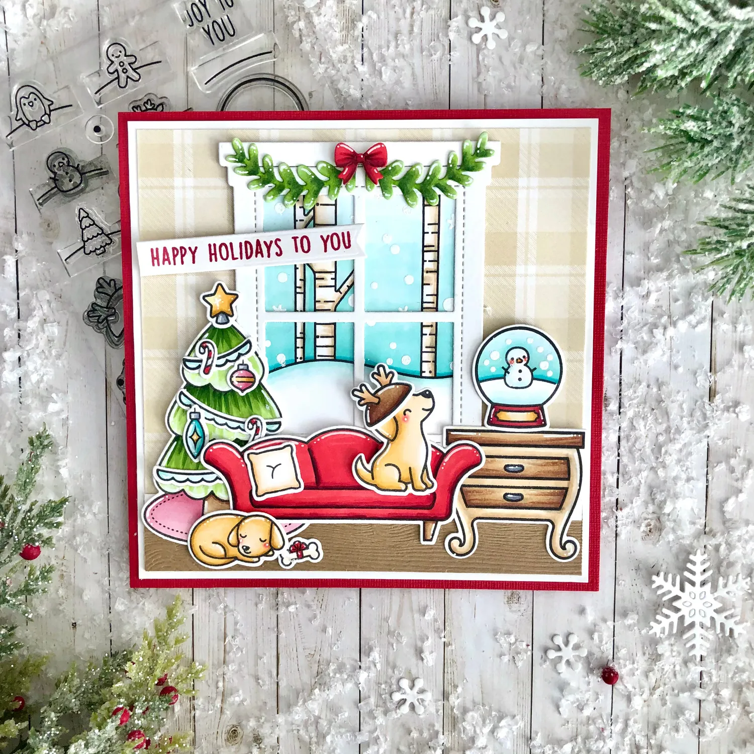 Lawn Fawn Little Snow Globe Dog Stempelset Hund