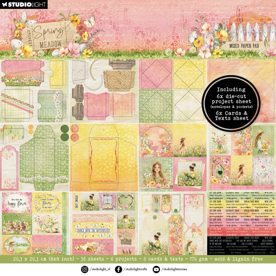 StudioLight Spring Meadow Mixed Paper Pad 203 x 203 mm