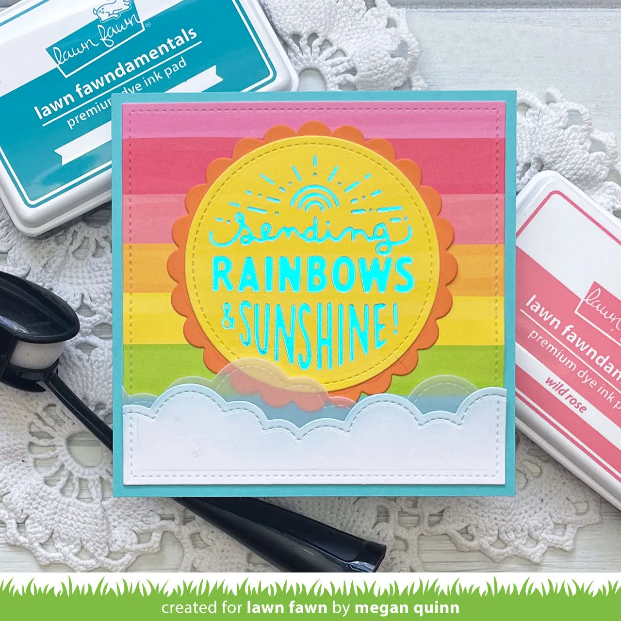 Lawn Fawn Foiled Sentiments Sending Rainbows Folienplatte