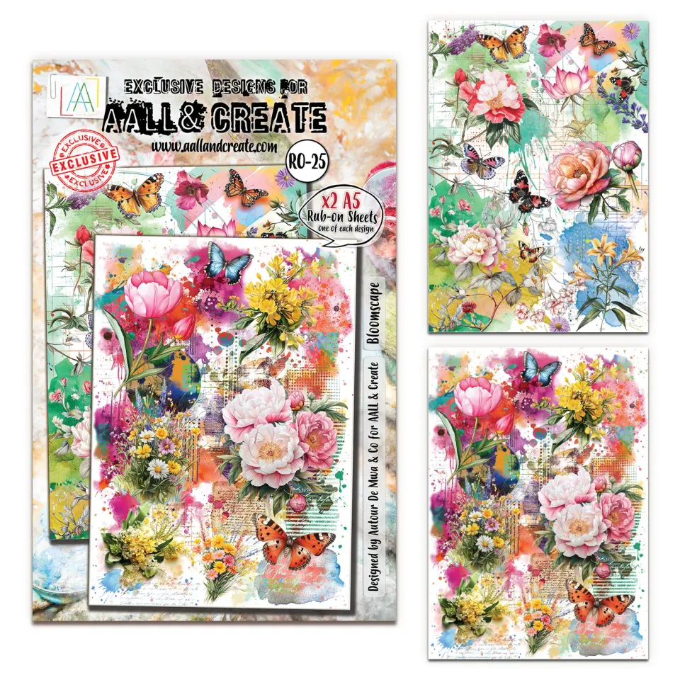 AALL and Create RO-25 Bloomscape Rub-Ons 2x A5 Blumen