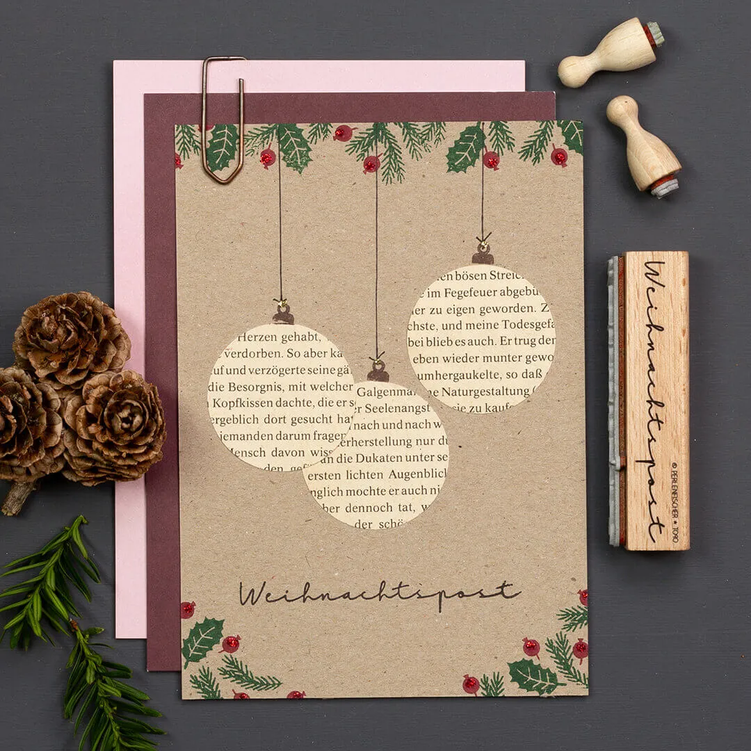 Perlenfischer Weihnachtspost Stempel 72x9 mm Holz