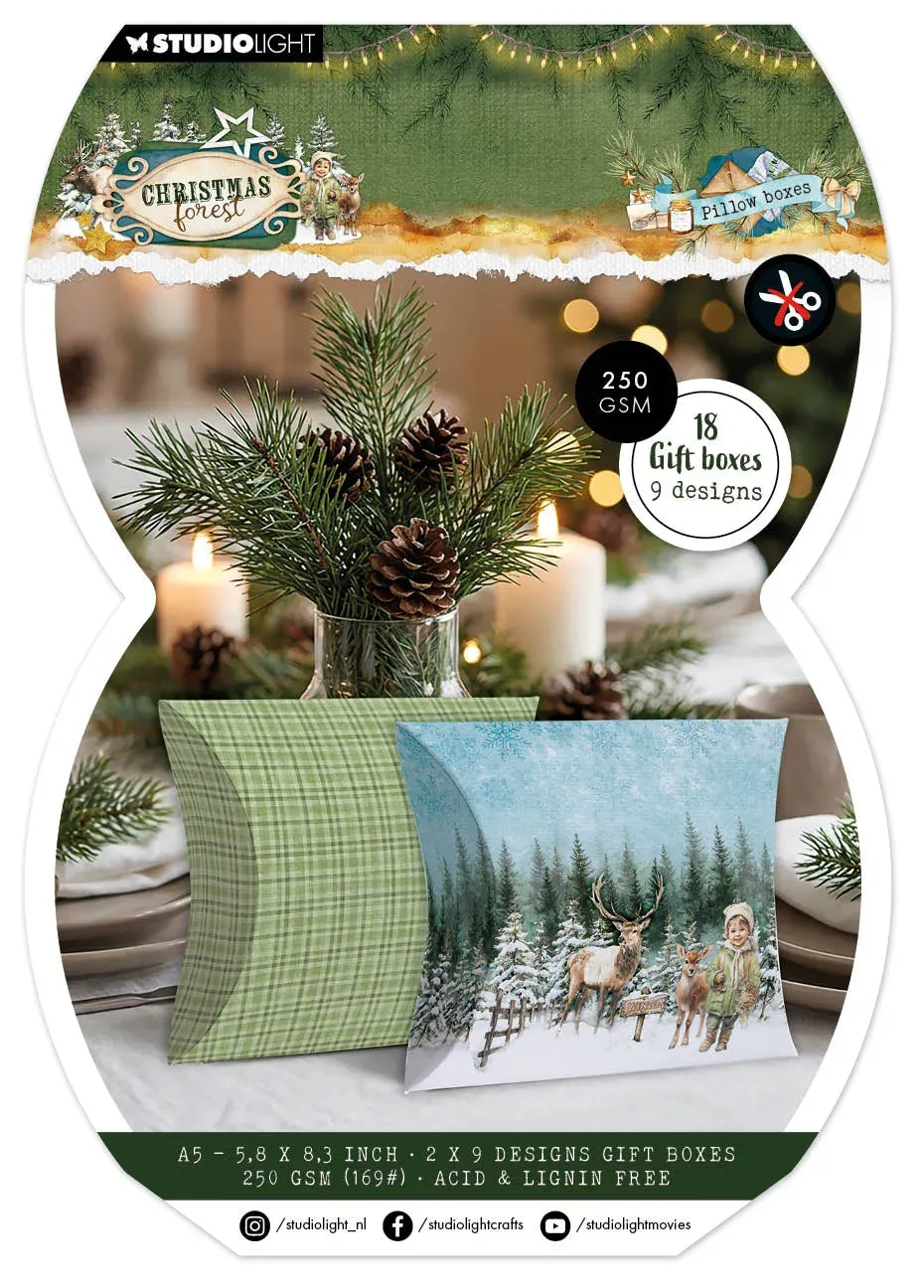 Studio Light Christmas Forest Giftbox Paper Pad Pillowbox 18 Blatt