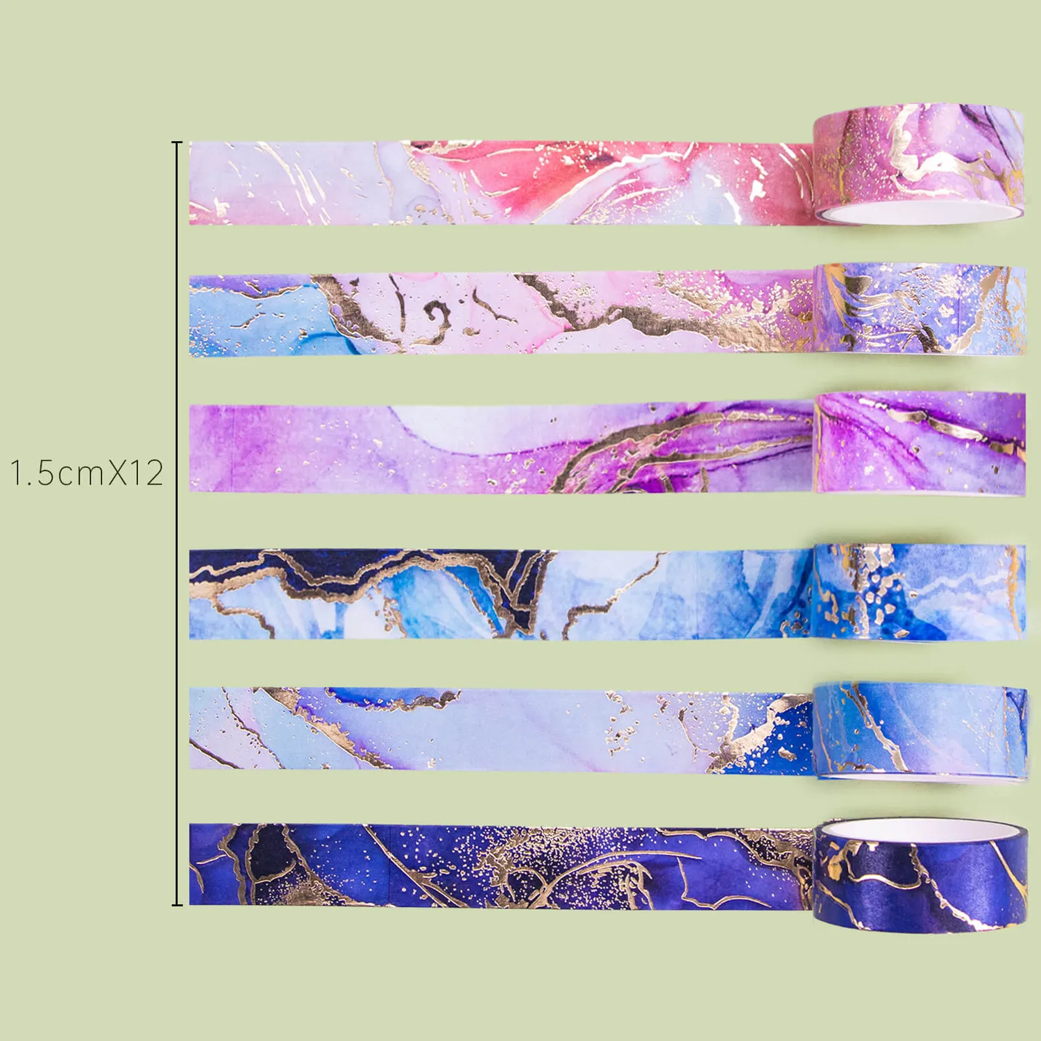 Ieebee Gold Foil Marble Washi Tape Set 24 Rollen Marmor