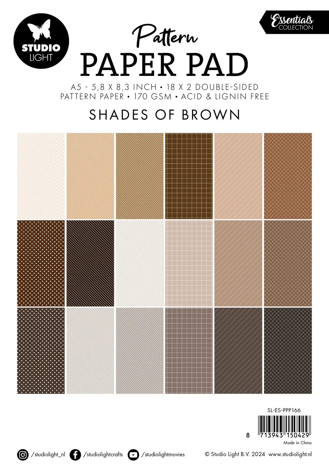 Studio Light Essentials Paper Pad Shades of Brown 36 Blatt