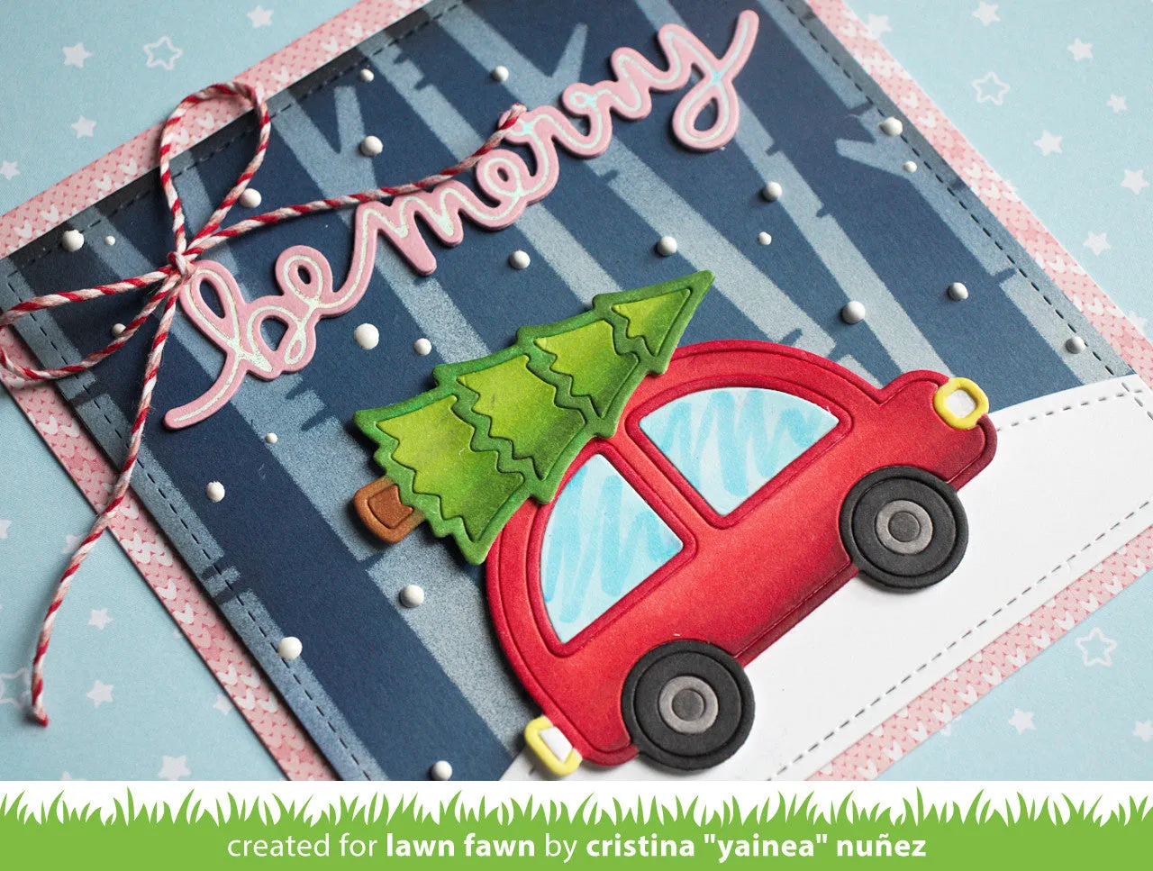Lawn Fawn Deck the Car LF2975 Stanzen Auto Baum
