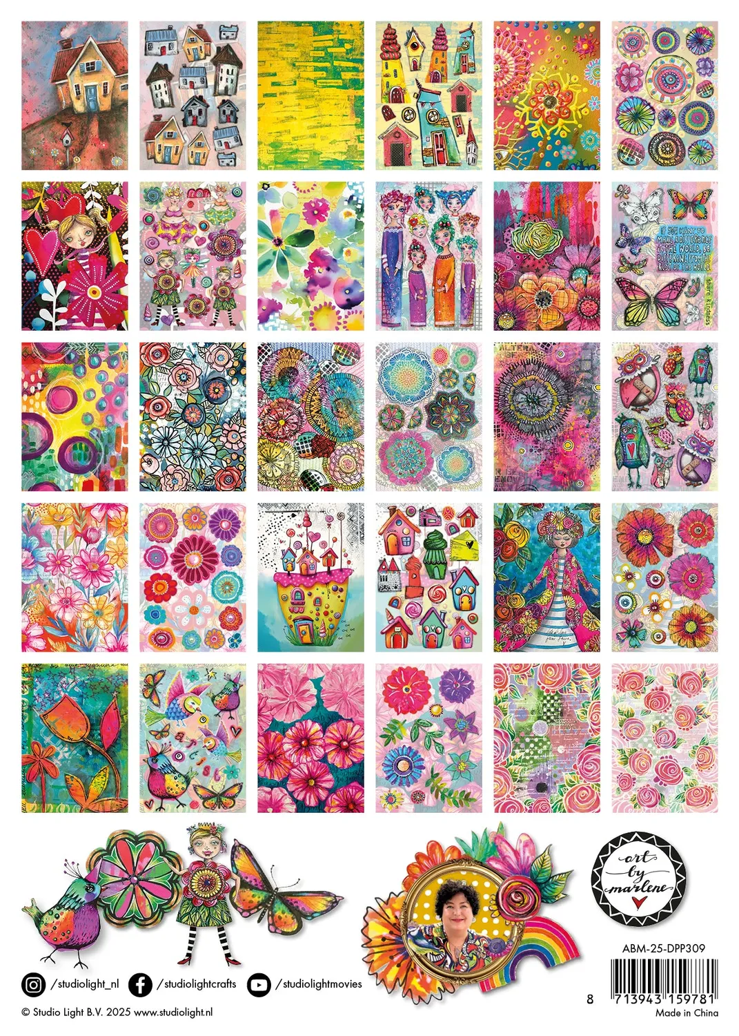 Art by Marlene Color Addict Cut Paste Papierblock Collage 60 Blatt