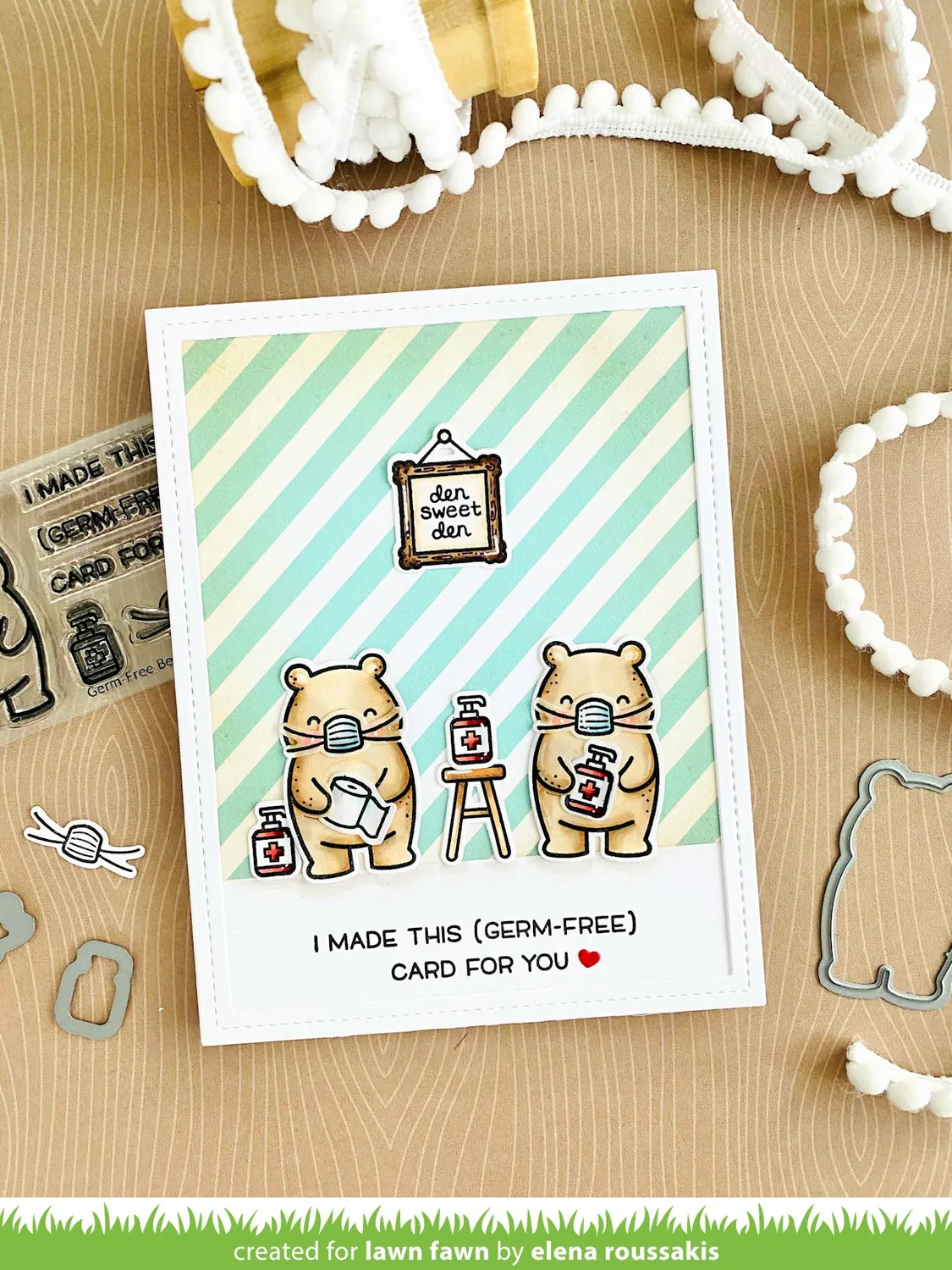 Lawn Fawn Germ-Free Bear Stempelset Bär Hygiene