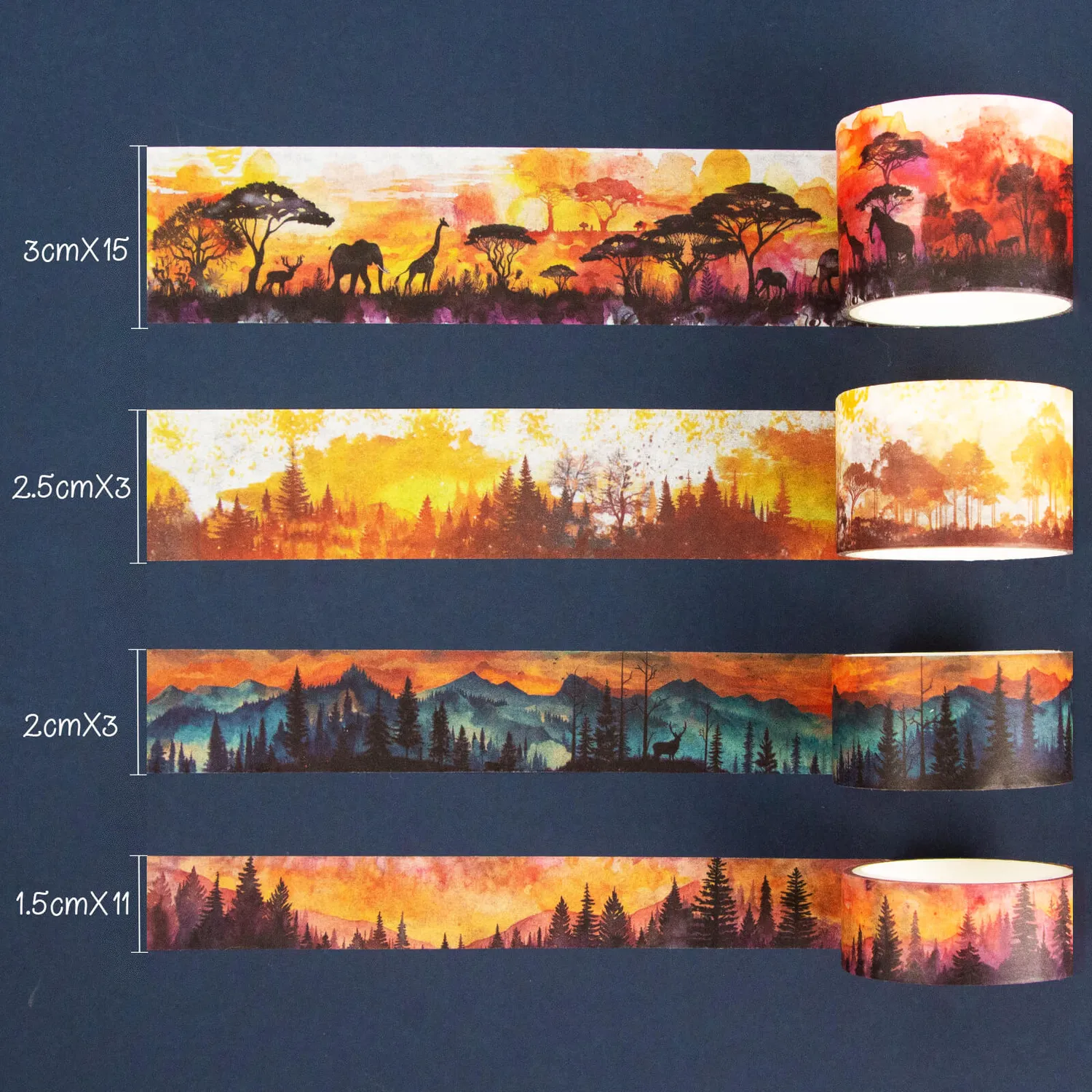Ieebee Landscape Washi Tape Set 32 Rollen Berge Wald