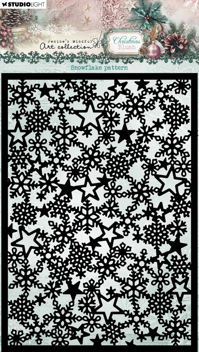 Jenine's Mindful Art Christmas Blush Snowflake Schablone A5