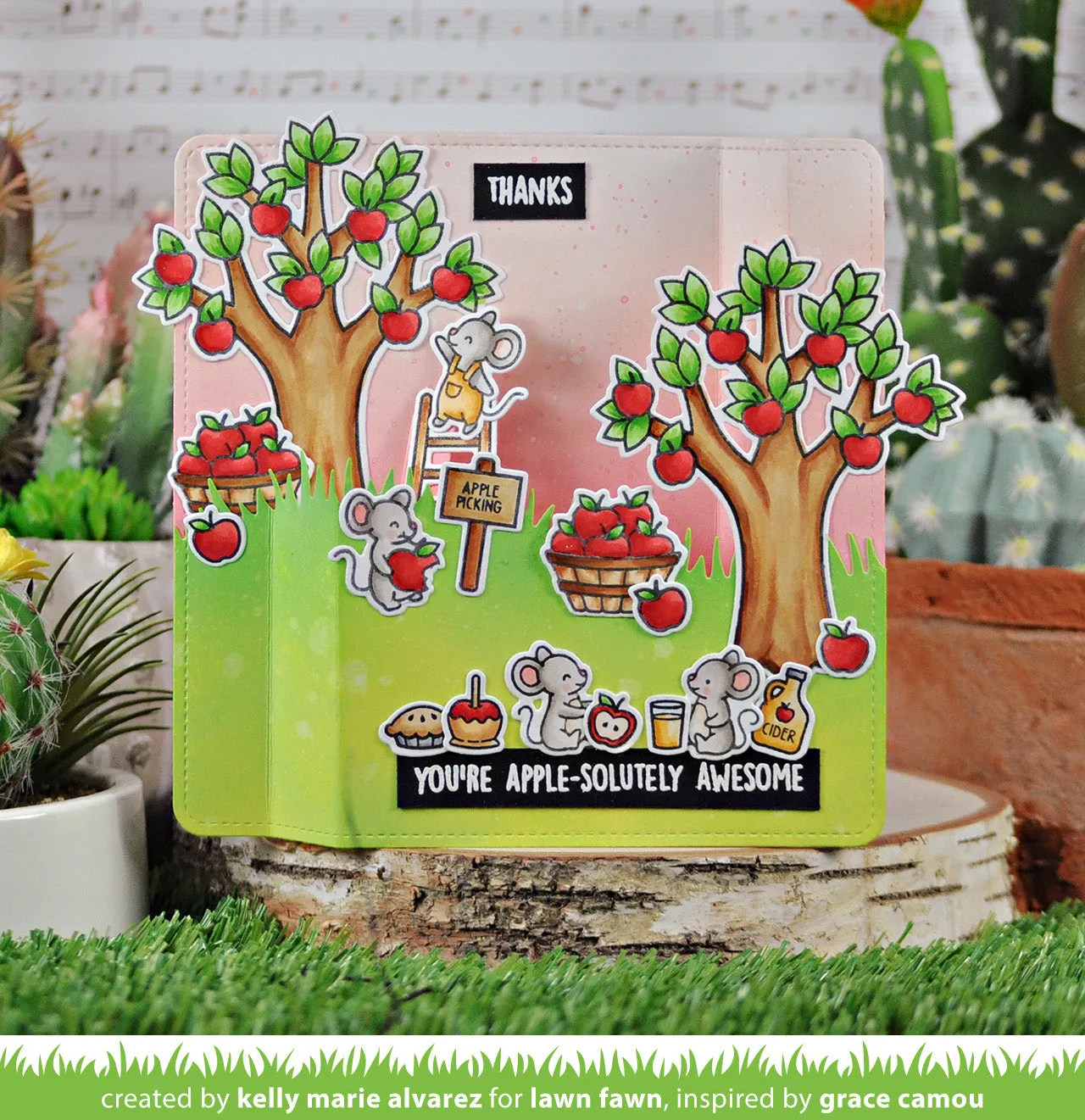Lawn Fawn Apple-solutely Awesome Clear Stamps Mäuse Herbst
