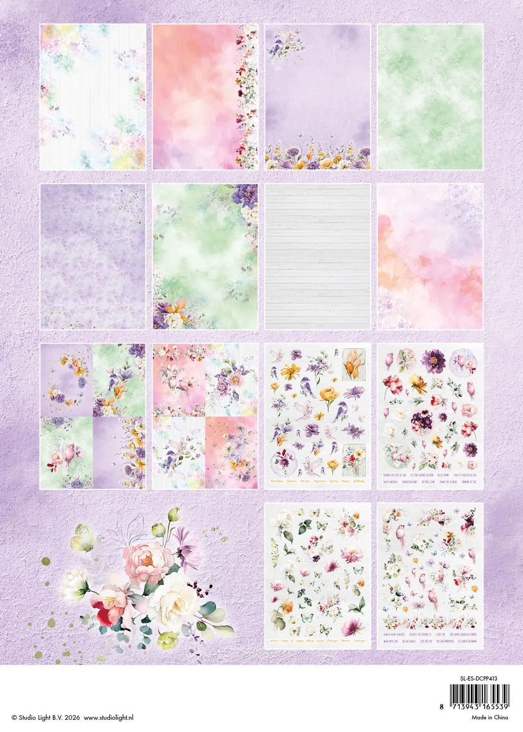 Studio Light Essentials Die-Cut Block Flowers 28 Blatt