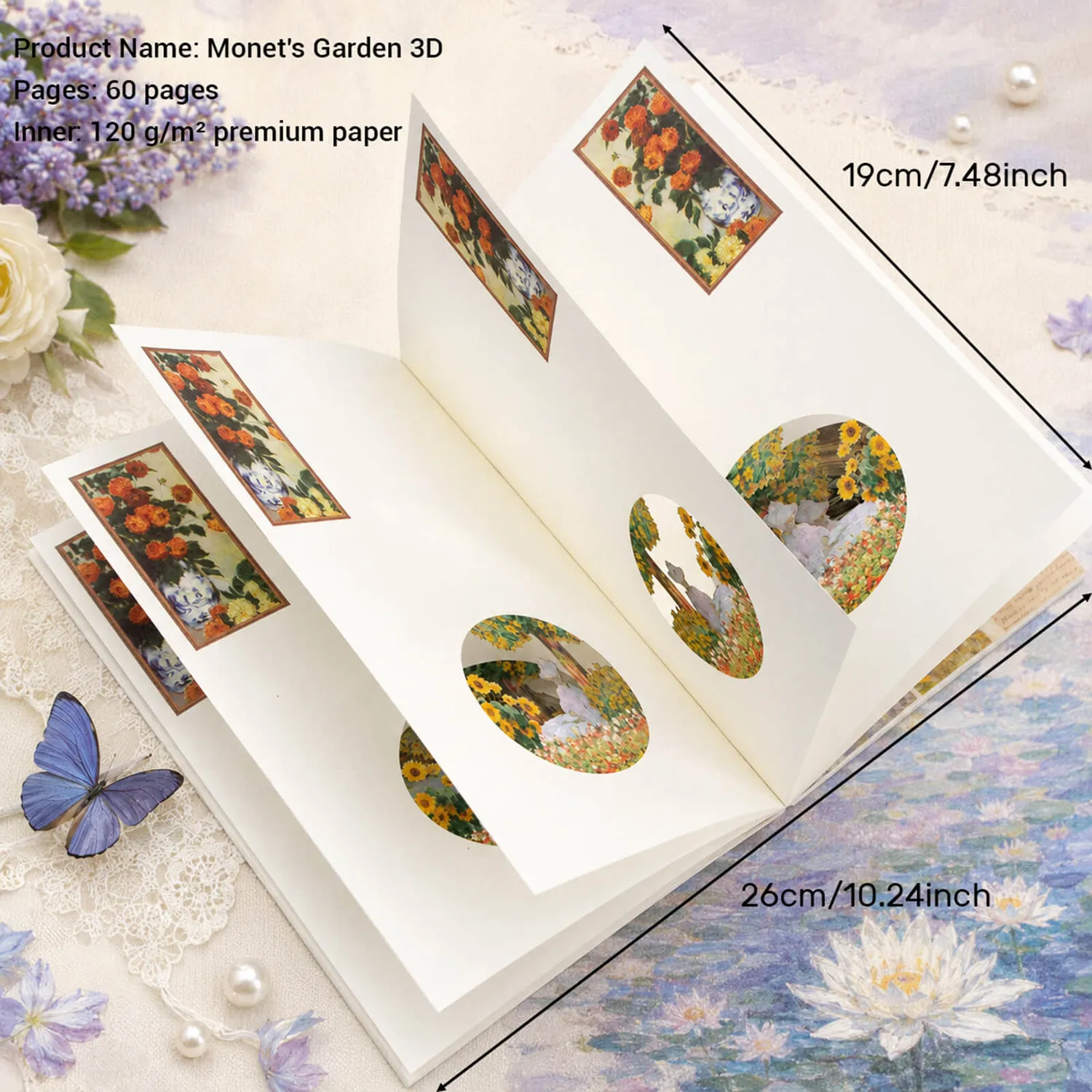 Ieebee Monet Journal 3D Seerosen Cover 60 Seiten