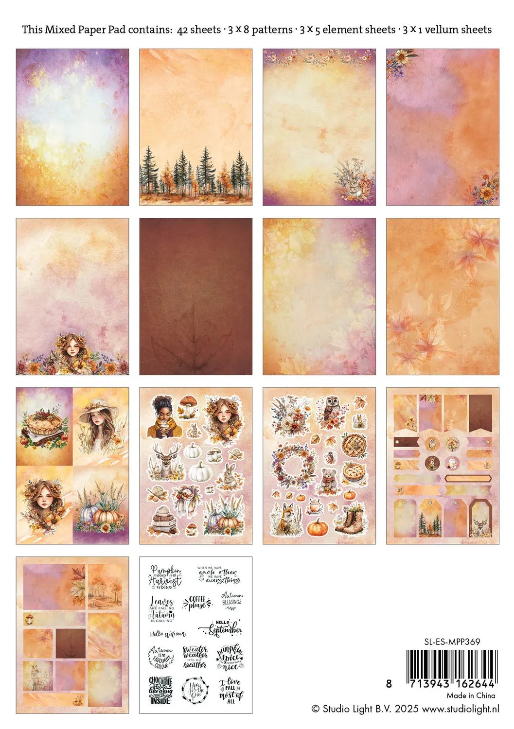 StudioLight Essentials Cozy Autumn Mixed Paper Pad 42 Blatt