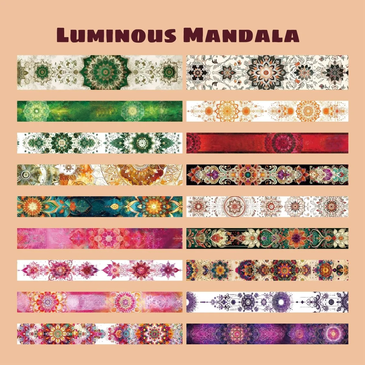 Ieebee Mandala Washi Tape Set 36 Rollen symmetrisch