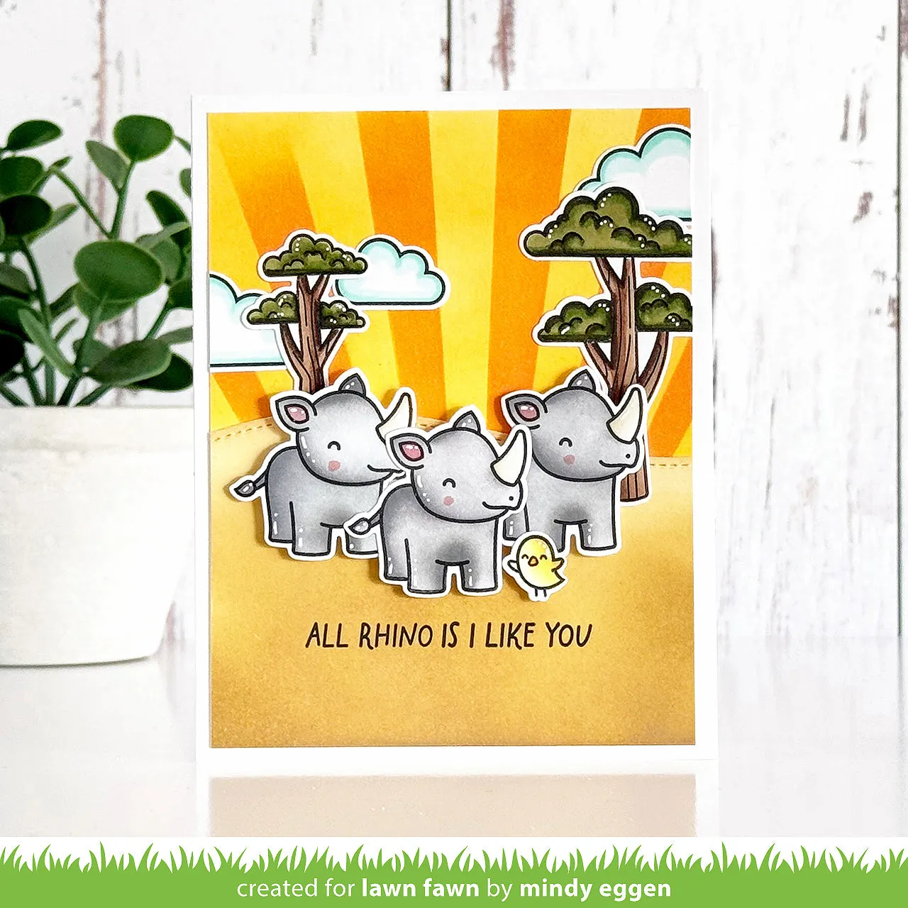 Lawn Fawn Rhino-mite Clear Stamps Nashorn Mini