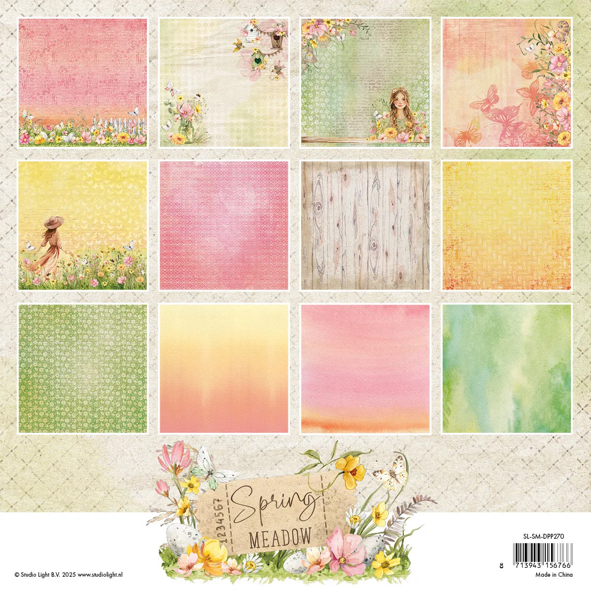 Studio Light Spring Meadow Designpapier Block Hintergrund 20,3 cm