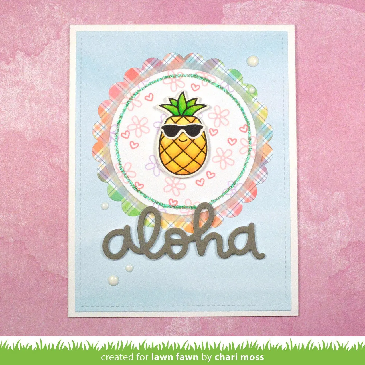 Lawn Fawn Aloha Stempelset Clear Stamps Mini Ananas