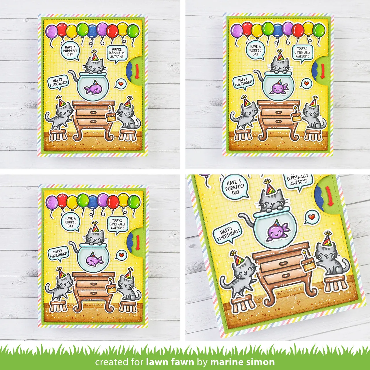 Lawn Fawn Keep On Swimming Add-On Clear Stamps Katze