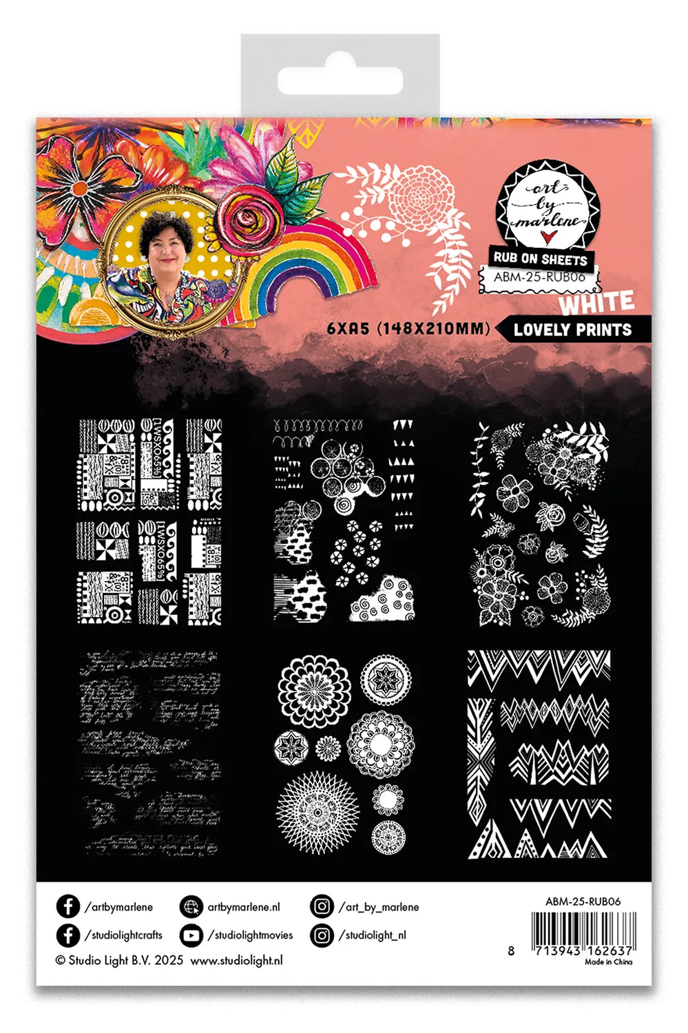 StudioLight Art by Marlene Lovely Prints Rub-Ons Weiß 6 Blatt