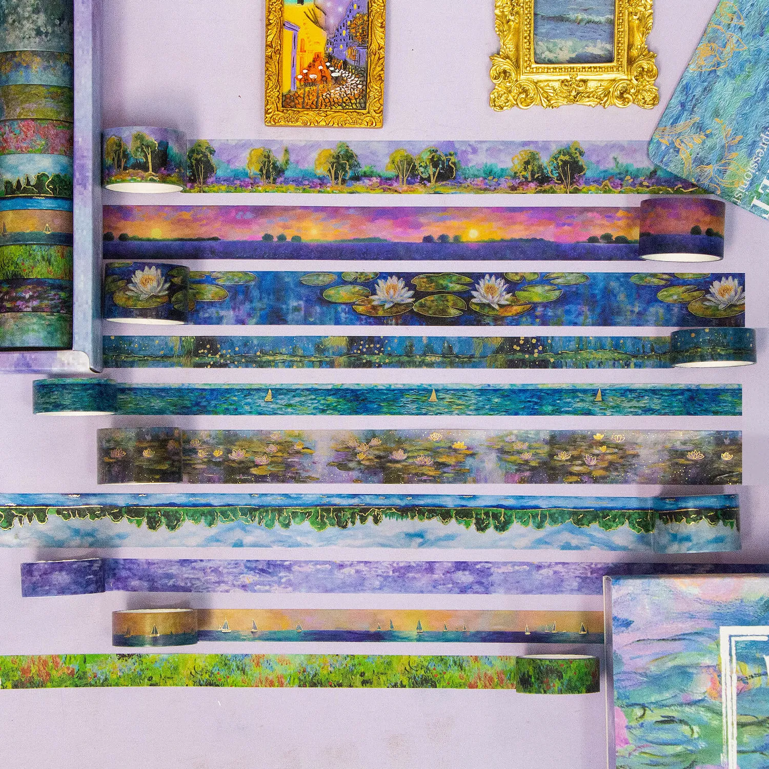 Ieebee Monet Washi Tape Set 27 Rollen Seerosen Goldfolie