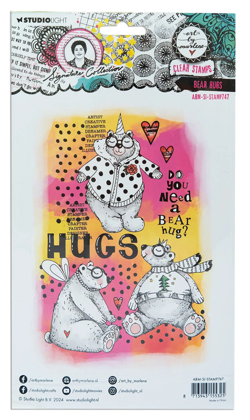 Art by Marlene Signature Clear Stempel Bear Hugs