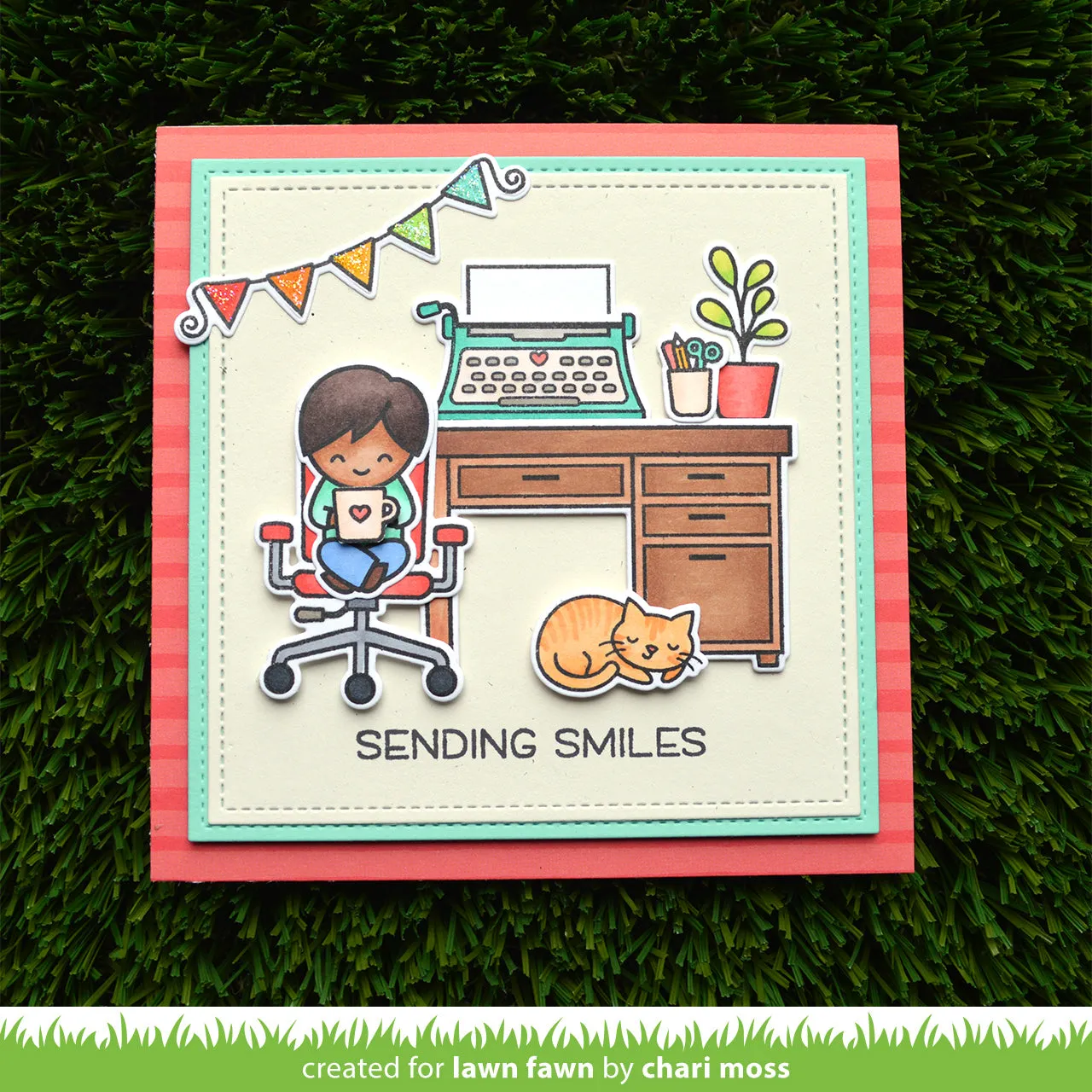 Lawn Fawn Virtual Friends Add-On Stempelset Büro