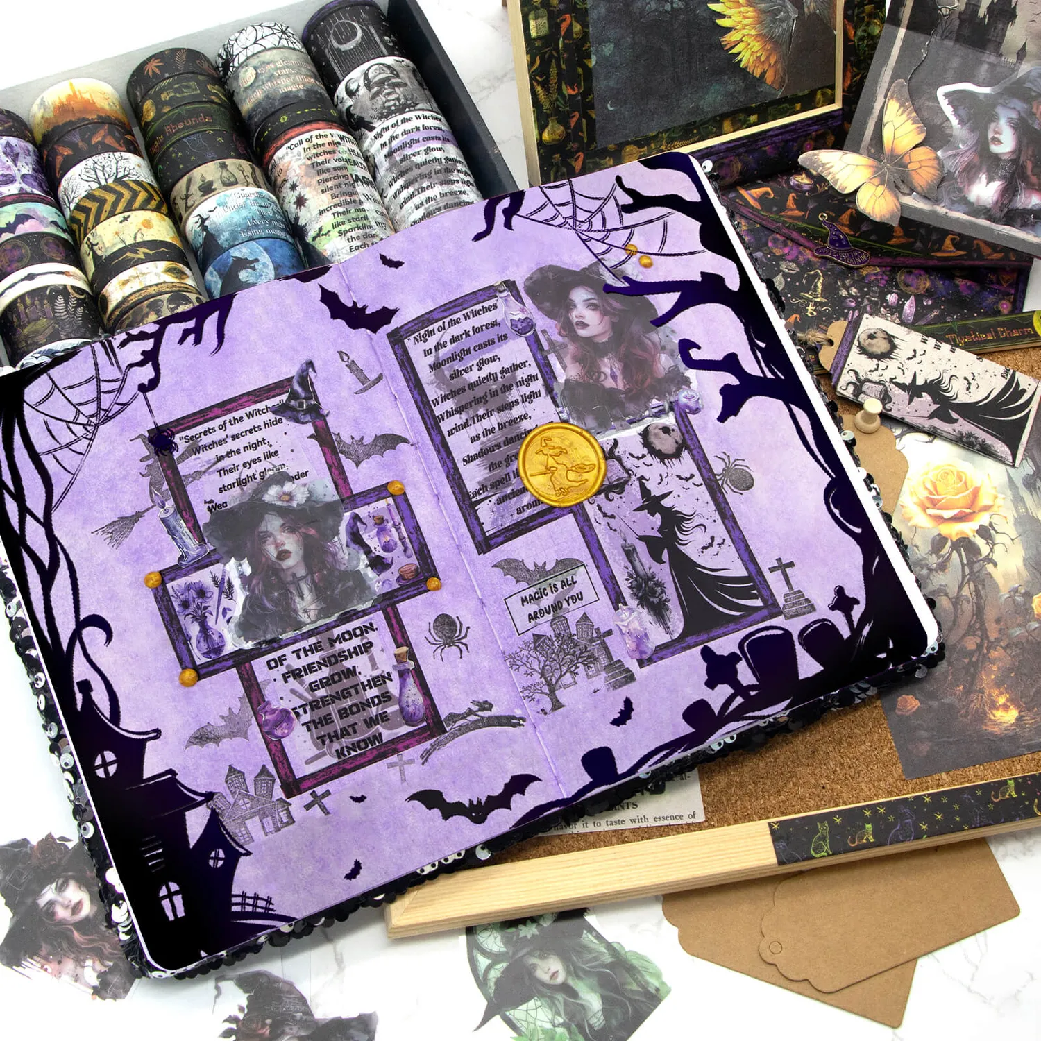 Ieebee Magic Witch Box Set Scrapbooking 25-teilig lila