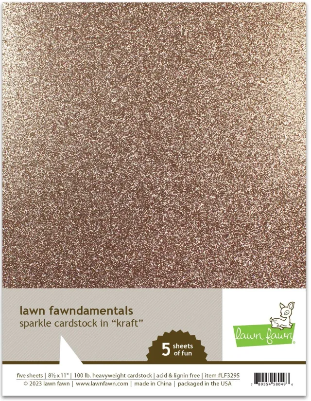 Lawn Fawn Sparkle Cardstock Kraft Glitzerkarton 5 Blätter